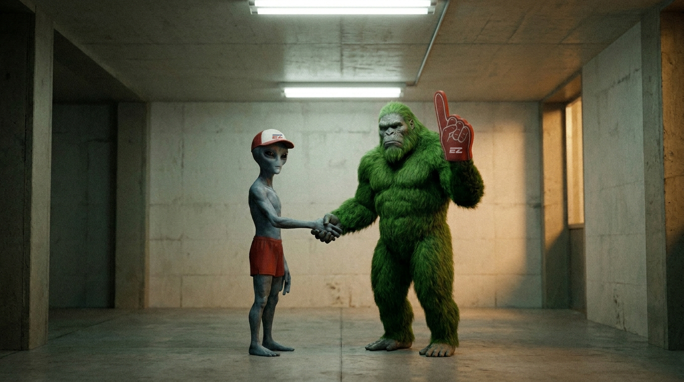 Zeke and Big Freighto shaking hands